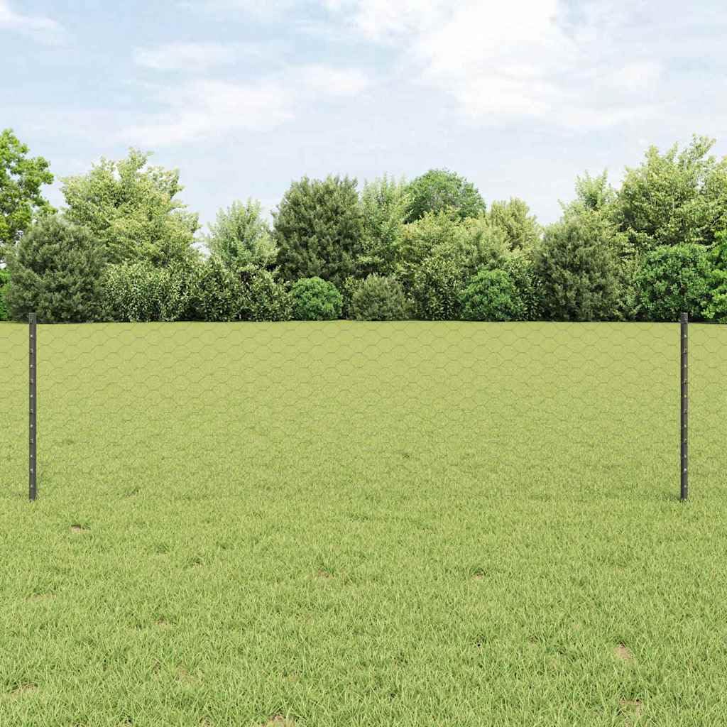 Set di pannelli per recinzione per esterni con pali in grigio, resistenti ai raggi UV e adattabili, per giardino e terrazza, superficie verniciata a polvere per una protezione duratura, struttura