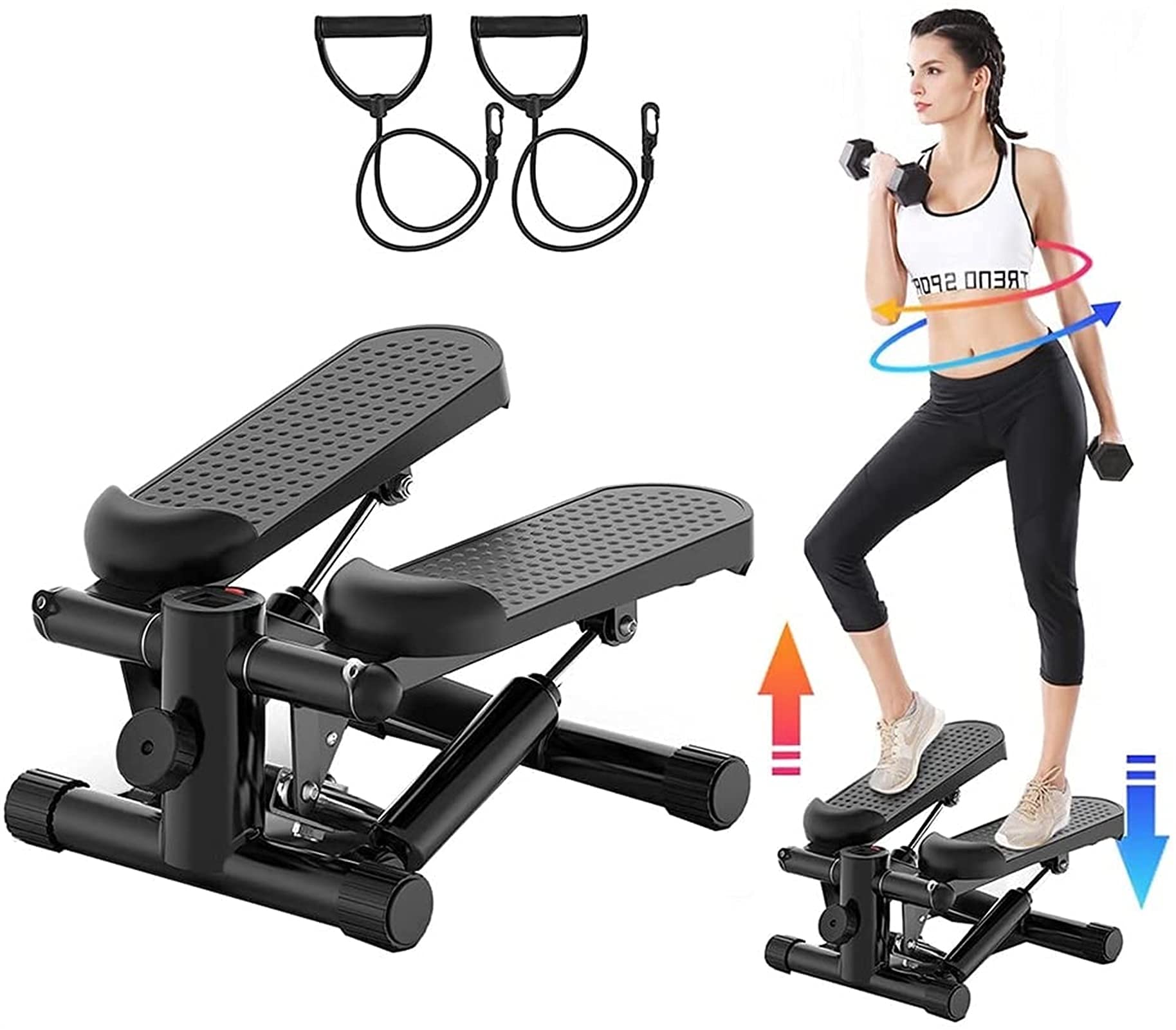 Mini Stepper Homcom Pieghevole Con Display LCD – Per Allenamento A Casa, Giallo - Foto 3