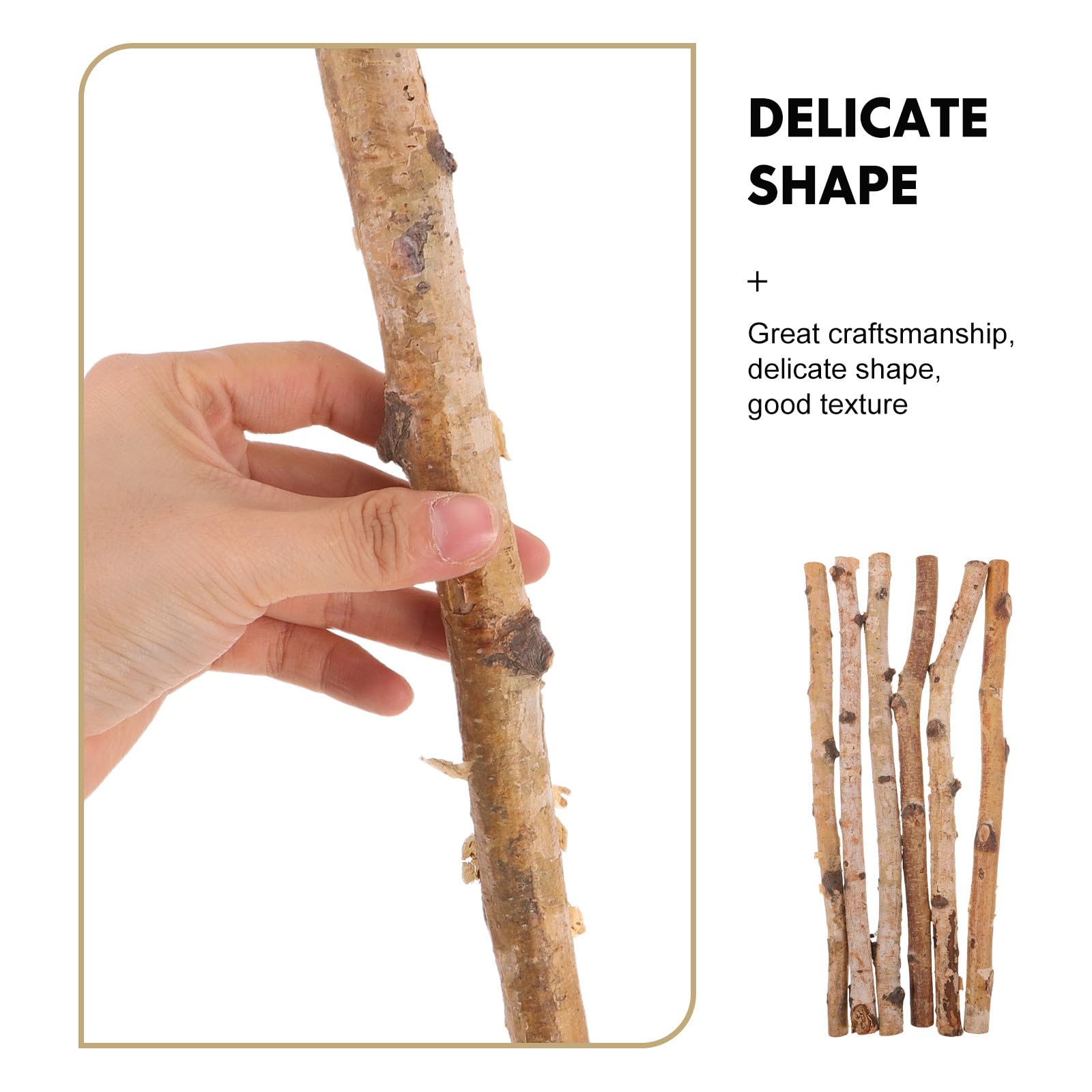 jojofuny Naturholzstäbchen für Blumenvasen und Bastelarbeiten, 6 Stück | Rustikaler Stil, Beige Holzoptik, Leicht zu Arrangieren, für Hochzeitsdeko und Festliche Anlässe