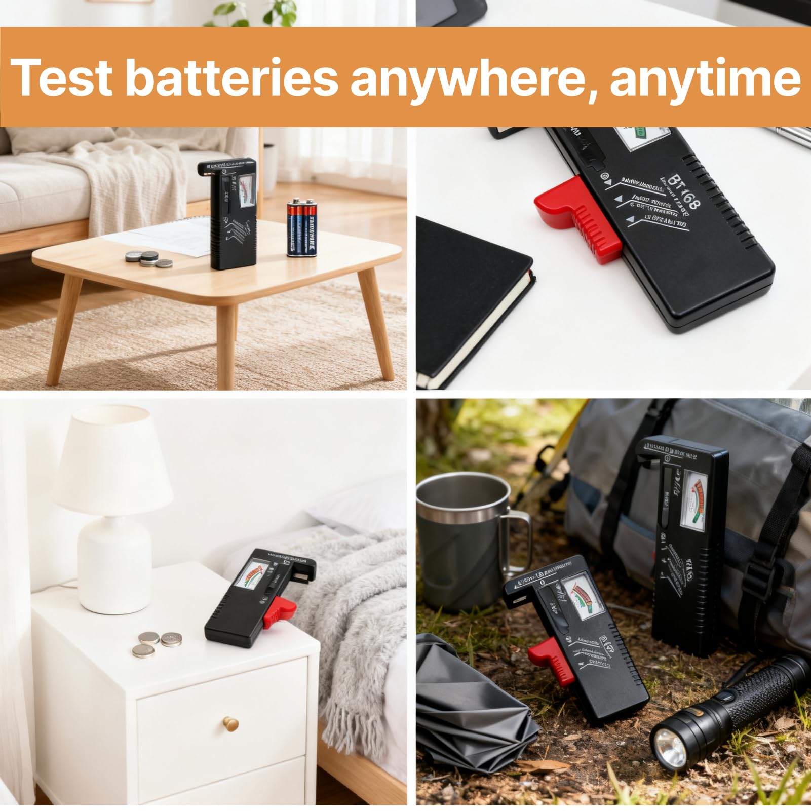 Testeur de Piles Universel pour AAA AA C D 9V et Piles à Bouton, Contrôleur de Tension de Batterie