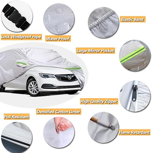 Miniatura 4 de Funda de coche de sedán prémium de 6 capas impermeable para todo tipo de clima, resistente a la intemperie, protección solar UV, polvo de nieve,