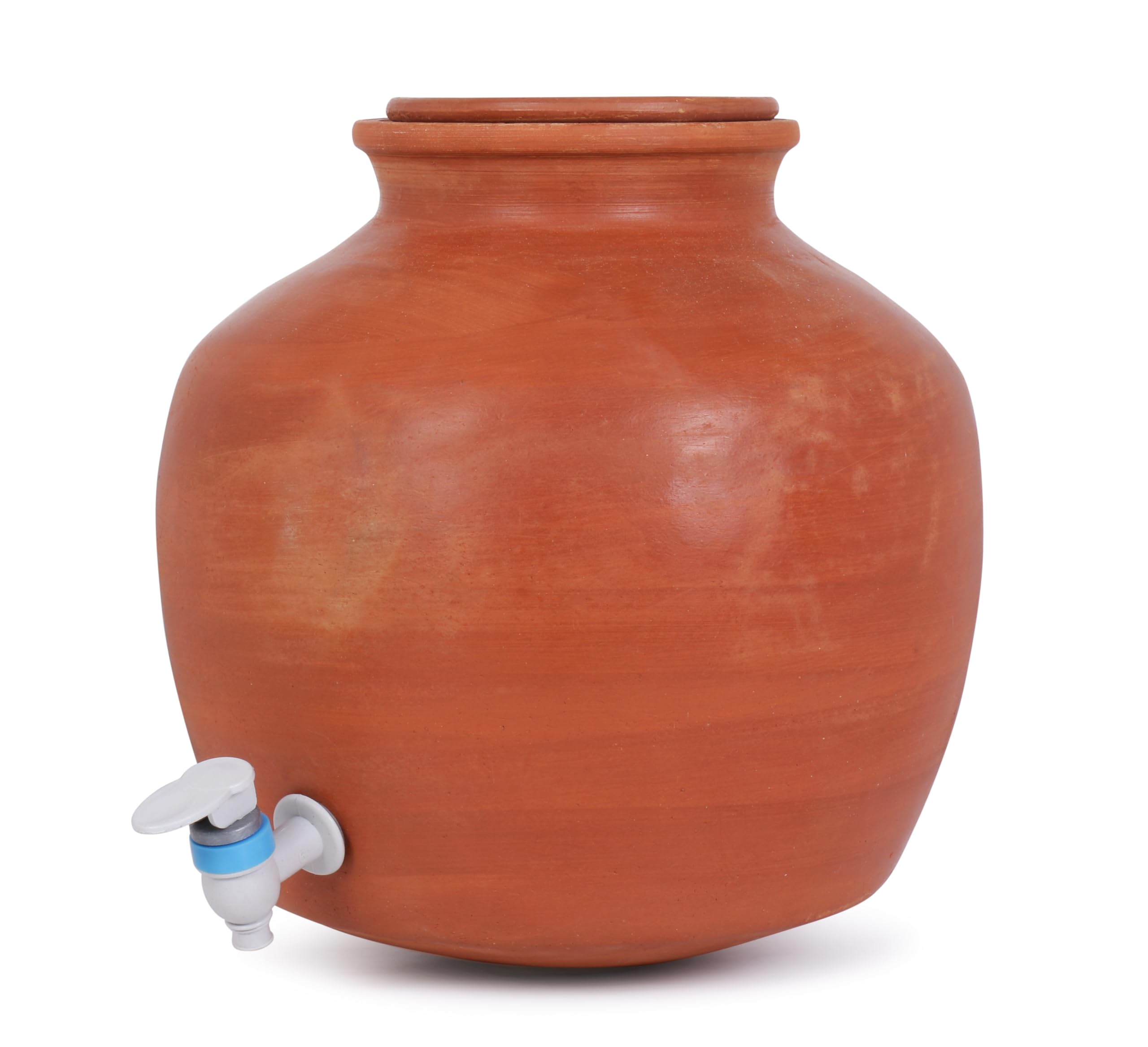Terracotta Clay Water Pot 12 litres | Earthenware Pot for Storing Water with Lid | Mitti ka Matka 12 litres | Pani ka ghada | Matki with Tap & Lid