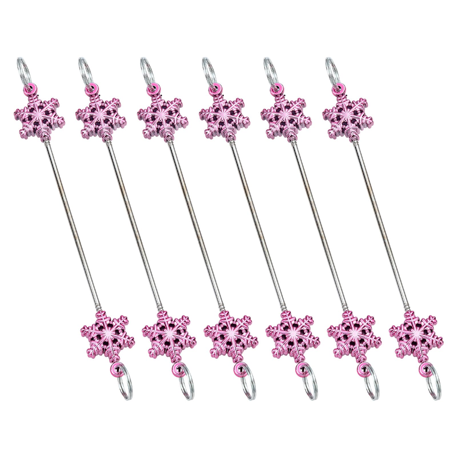 Jazuaiao 6PCS Snowflake Christmas Decorations with Beading Set Sturdy Metal Hanging for Festival Snowflake Party Decors Metal Hangings