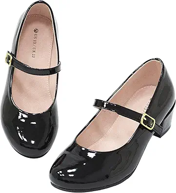 LseLom Girls Dress Shoes-Mary Jane Shoes for Girls Low Heel Princess Hook and Loop Dress Shoes Party Wedding Flats for Little/Big Kids