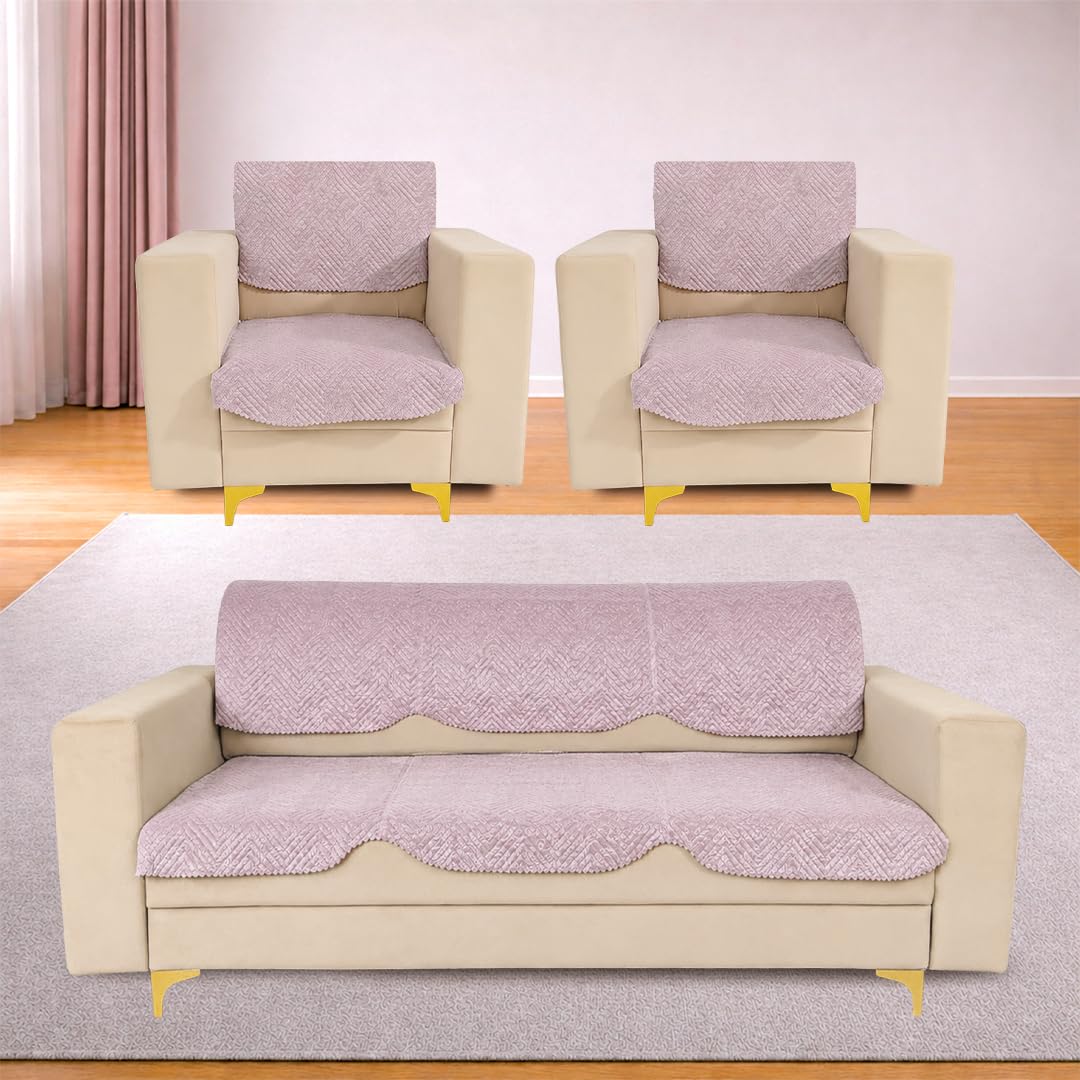 Homerz Premium Quilted Jacquard Fabric Sofa Cover, Non Slippery Sofa Protector (Onion, 5 (3+1+1) Seater, Seat Cover with Backrest)-image-15