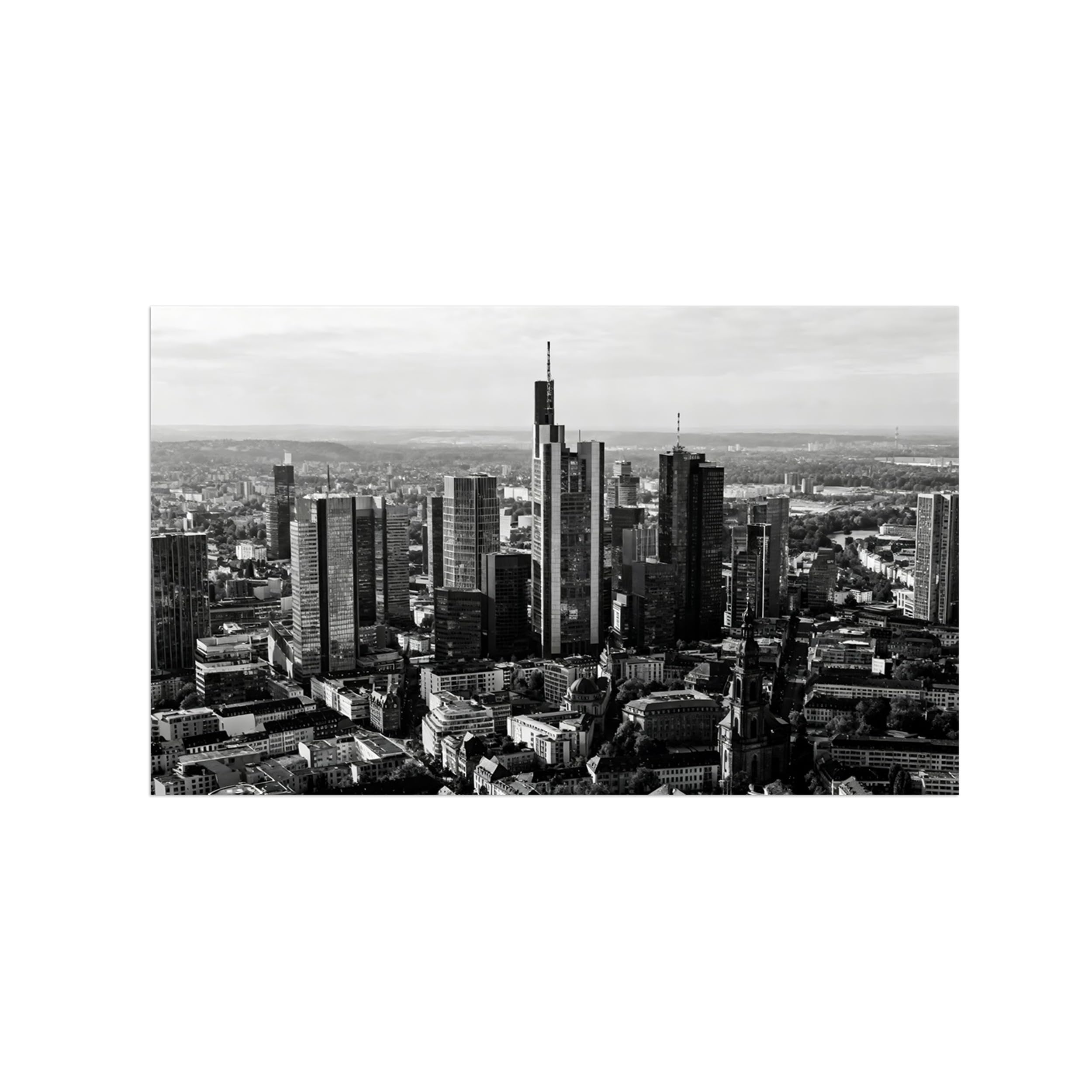 Buildings Skyline Black White Landscape Wall Art Prints 30x50cm Unframed
