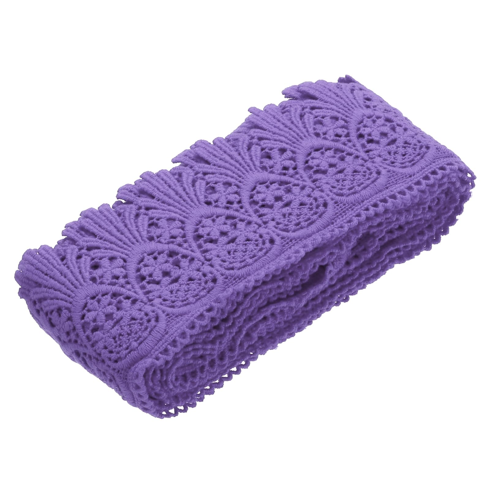 sourcing map Cotton Lace Trim Vintage Crochet 3inch x 3yard Purple Stretch Lace Edge Ribbon for DIY Scrapbooking Clothes Curtain Slipcover Fabric — image 1