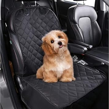 Kozi Pet pedy Pet Front Seat Cover for Cars, Dog Car Seat Cover, Nonslip Rubber Backing with Anchors (Black, Combo 1)