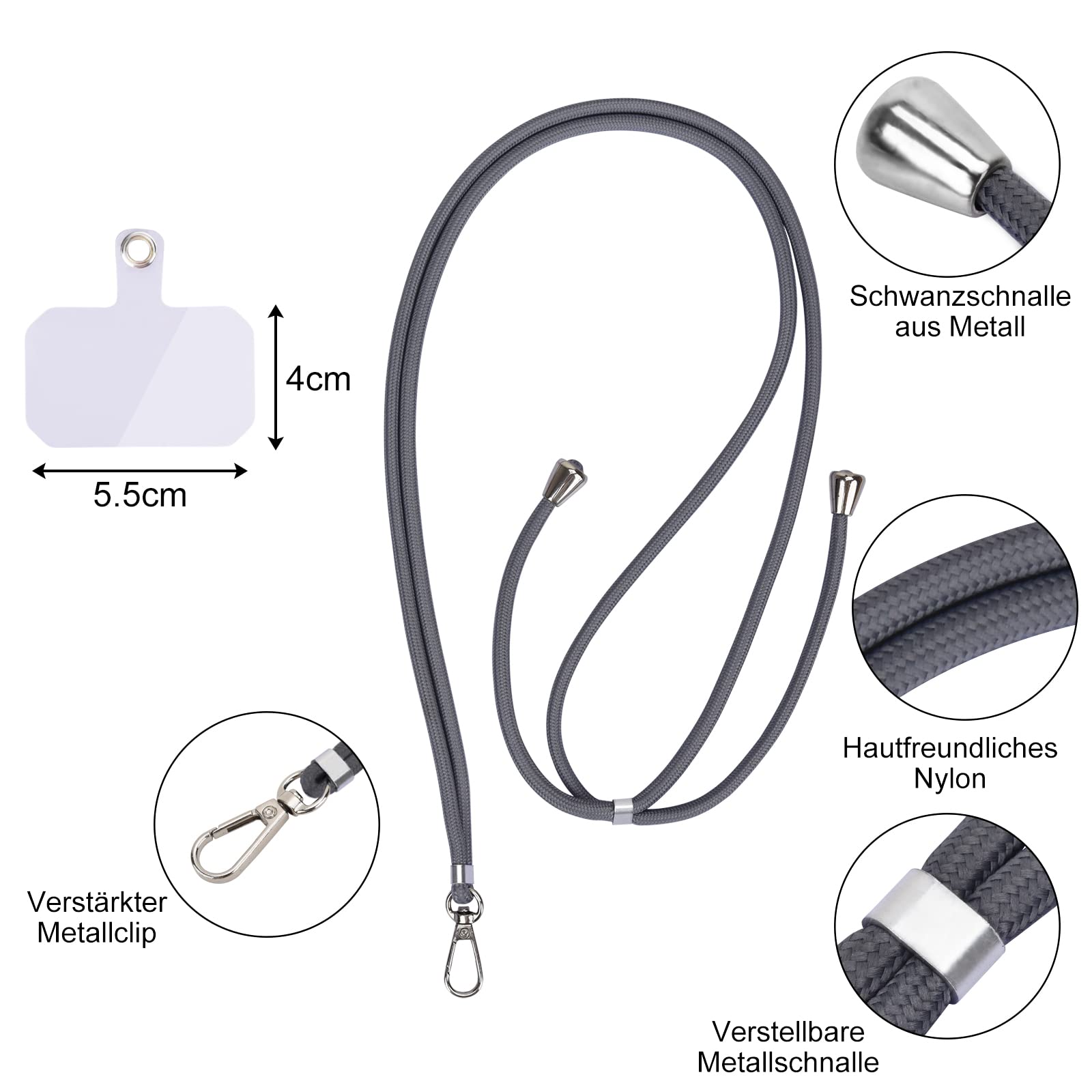10x Universal Handy-Schlüsselbänder Verstellbar – Nylon, Bunt Gemischte Farben
