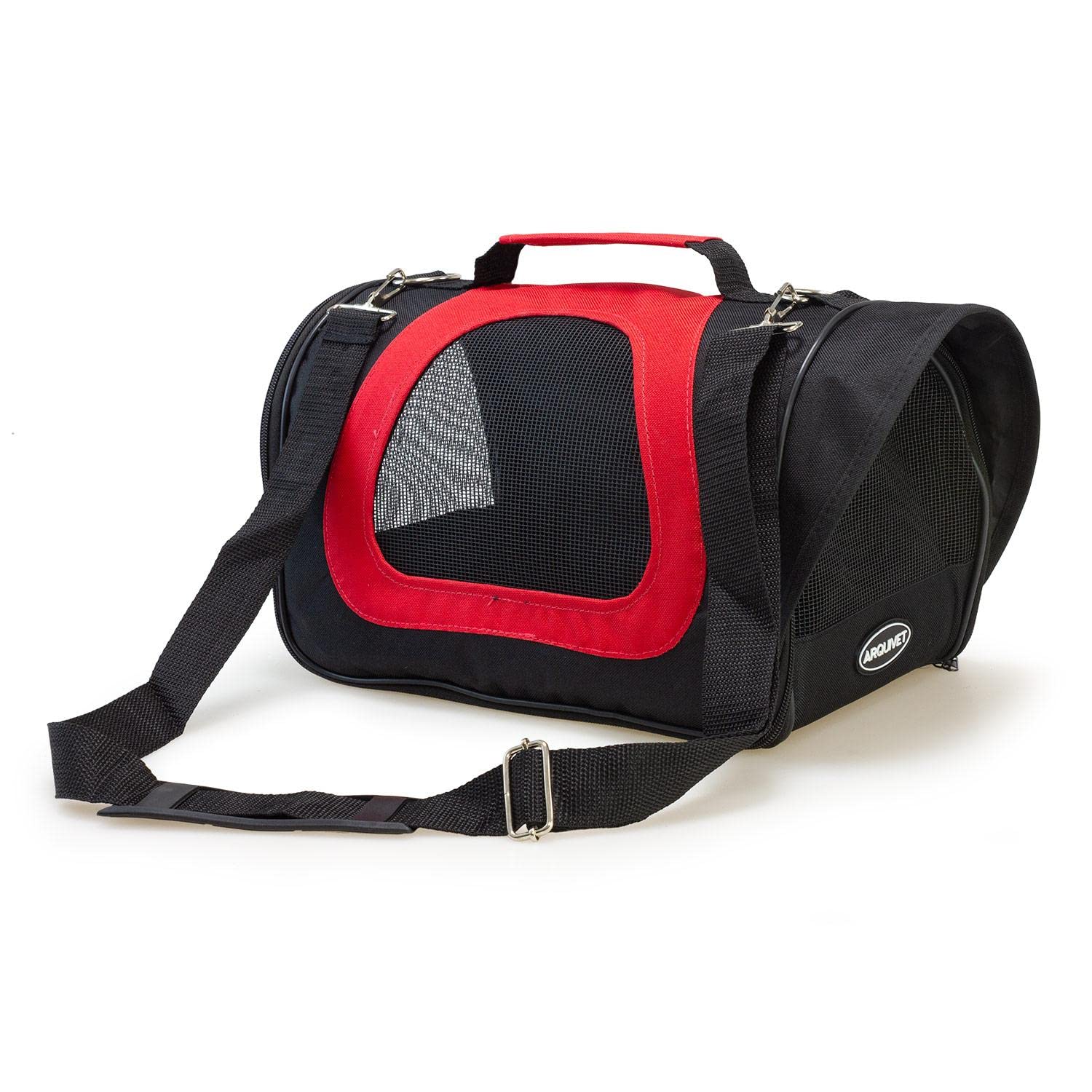 ARQUIVET Rode kleine huisdierreistas voor huisdieren, 40 x 26 x 25 cm, opvouwbare draagtas voor honden en katten, met boven- en zijopening, ideaal voor het vervoer van je huisdier