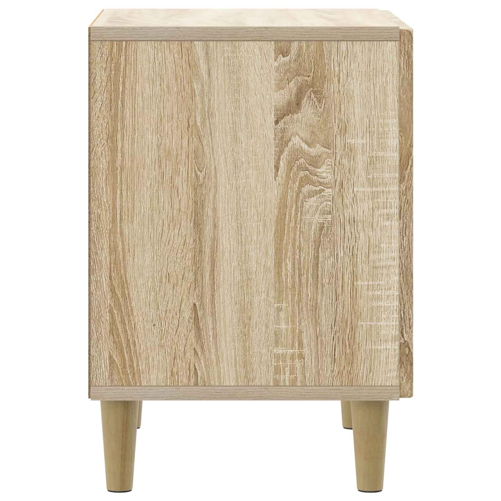 Nachttisch Sonoma-Eiche 43x34,5x50 cm Holzwerkstoff 2 Stück | Vintage-Design mit konischen Beinen，Stabiler Holzwerkstoff，90°-Pendeltür und offenes Regal，leichte Pflege mit feuchtem Tuch
