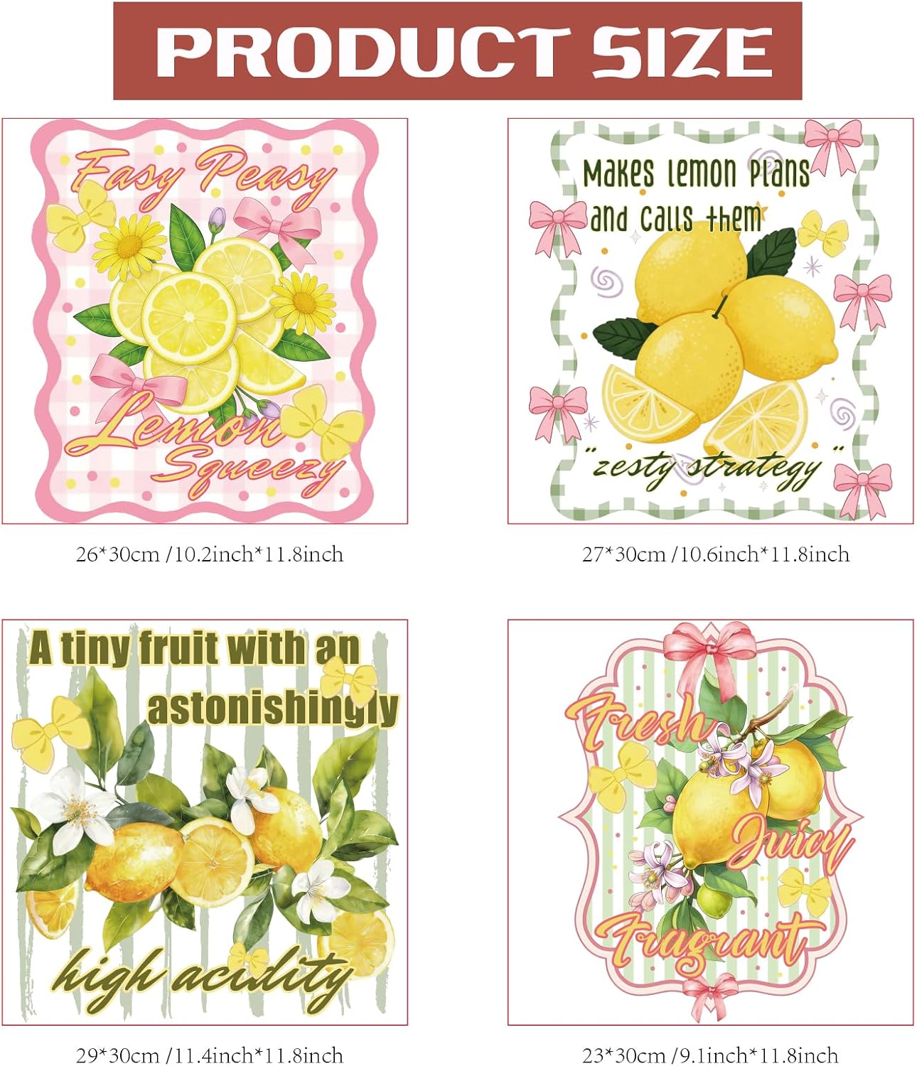 SUPERDANT 4Pcs Lemon Iron on Transfer Heat Transfers for T Shirts Clothing image 2