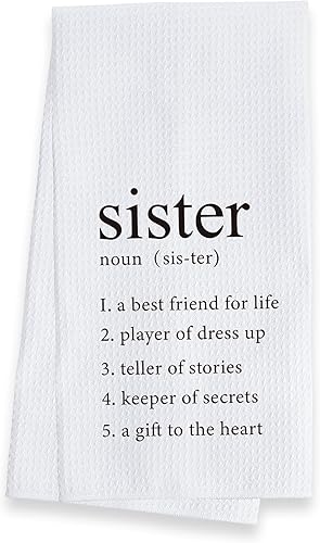 ZWZXR Sister Love - Divertidas toallas de cocina para cocina, toallas decorativas con refranes para cocina de 16 x 24 pulgadas, decoración familiar