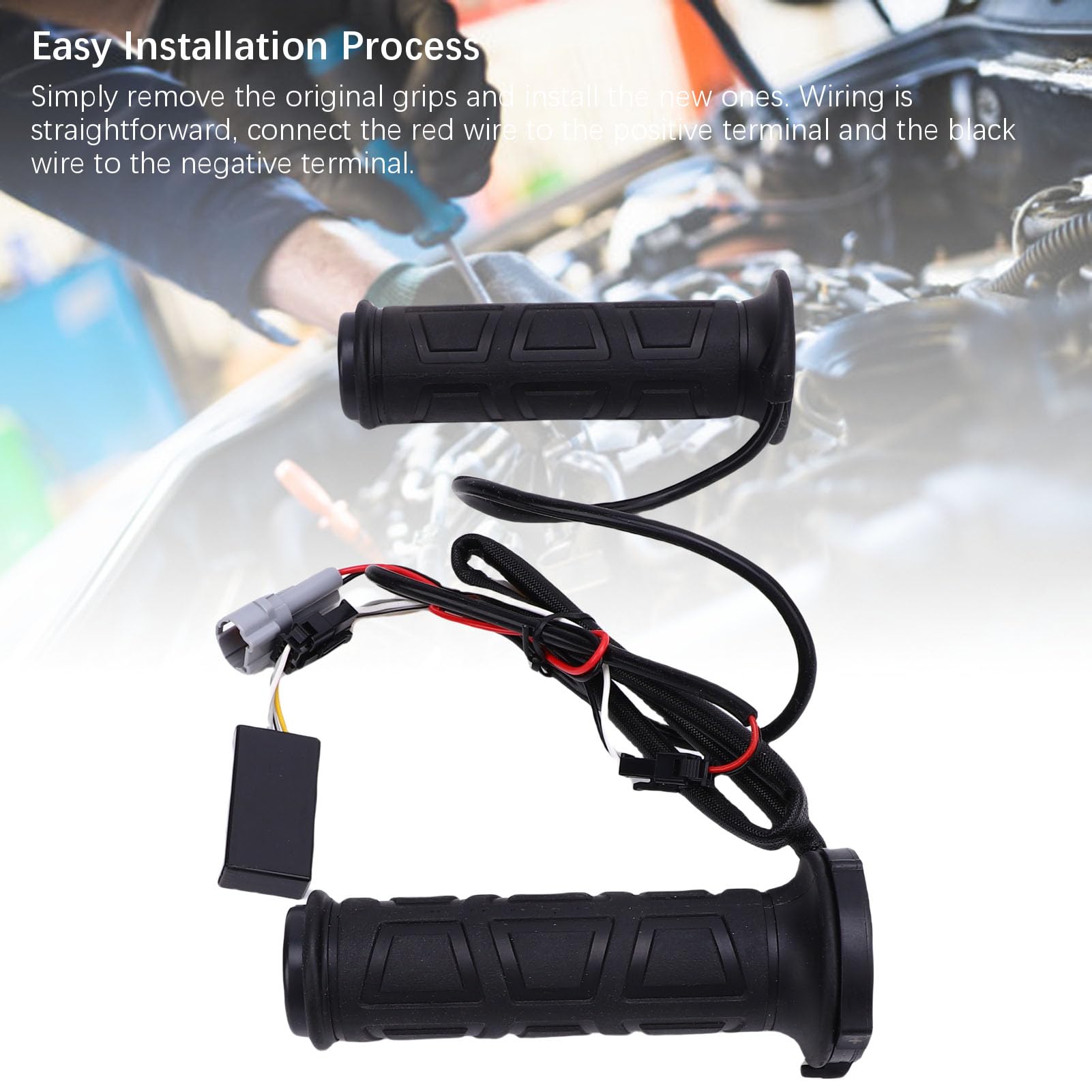 Keenso Poignées Chauffantes pour VTT, Chauffe-Guidon électrique Antidérapant à Chauffage Rapide 12V, pour Guidon de 7/8 Pouces 22mm