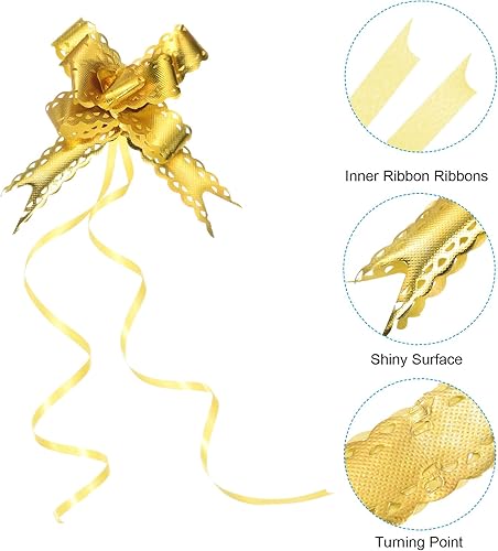 Miniatura 4 de PATIKIL Lazos iridiscentes de 2.2 pulgadas, paquete de 40 lazos de cuerda para envolver regalos, corbatín decorativo para bodas, fiestas,