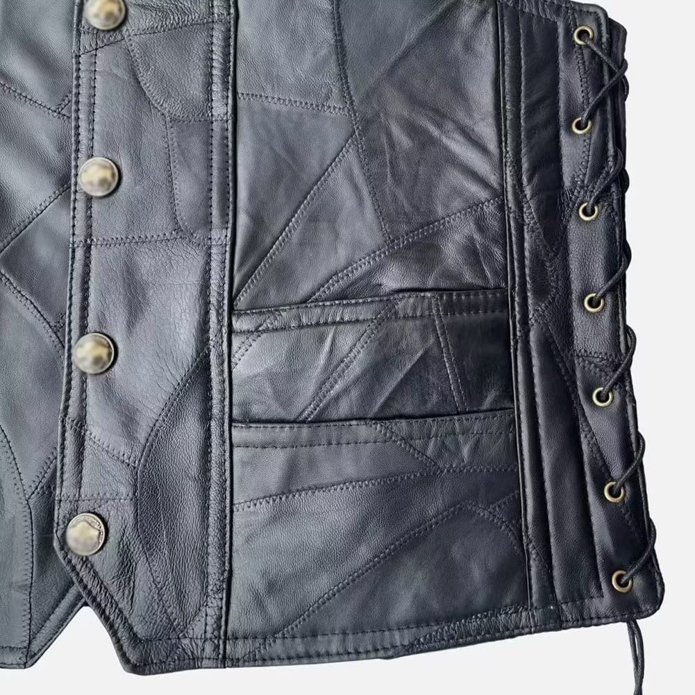 DongBao Giacca in pelle per uomo Gilet da motociclista Gilet casual Gilet da moto senza maniche Gilet da caccia