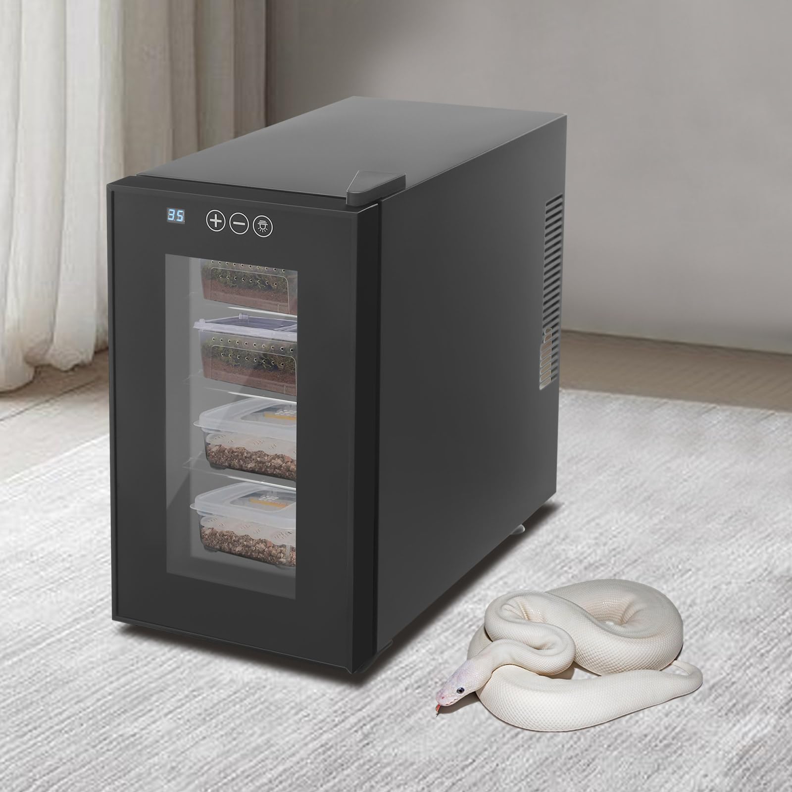 Brutautomat für Reptilien mit LED-Display - Intelligenter Thermostat Inkubator für Schildkröten, Echsen, Schlangen Eier - Präzise Temperatur (10-40°C) & Feuchtigkeit Kontrolle Brutkasten