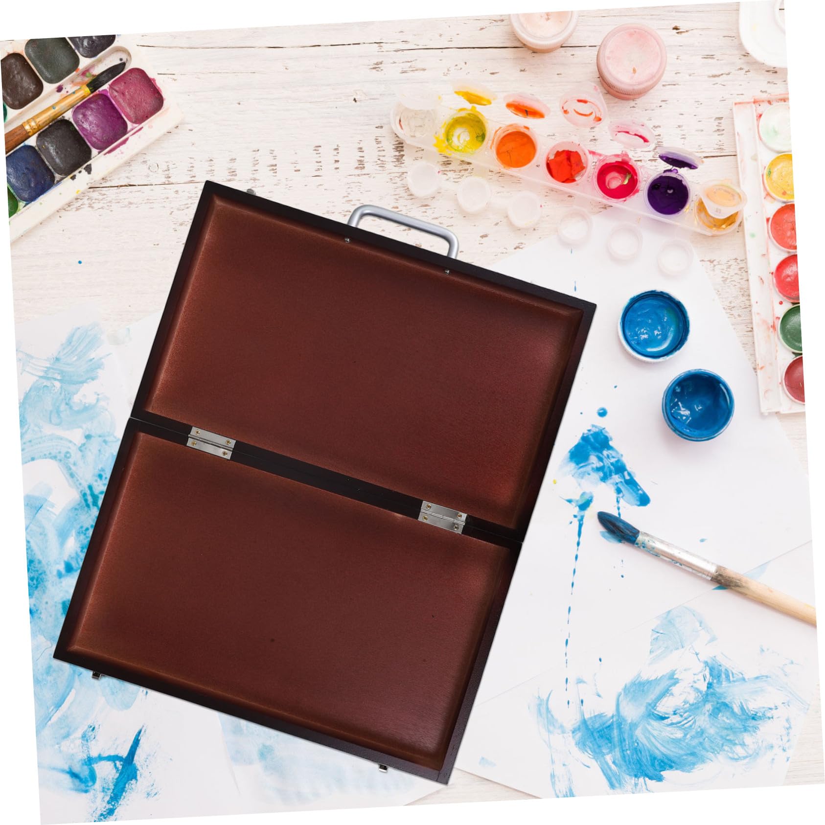 Homoyoyo Boîte de Rangement Bois pour Peinture Palette Artiste avec Couvercle Boîte de Transport pour Pinceaux et Matériel de Dessin
