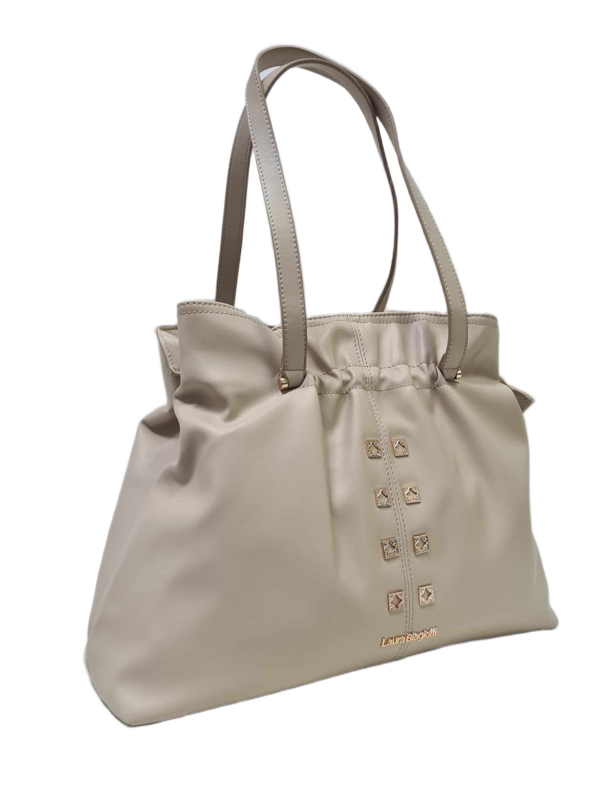 Laura Biagiotti Borsa a Spalla, Due Manici Lunghi, Linea Eclyper, Pelle Sintetica, con Accessori Oro, Dimensioni 41x33,5x14 cm Art. LB26S-252-1 | Leggera