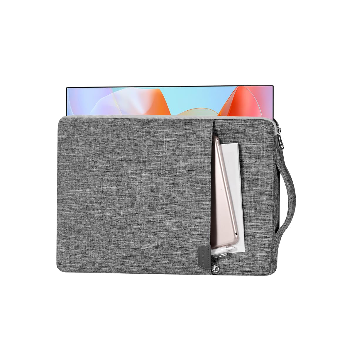 Funda para monitor portátil de 17.3 pulgadas con almacenamiento de accesorios | Funda para la mayoría de monitores portátiles de 17.3 pulgadas, resistente al agua, con bolsillo, (gris)