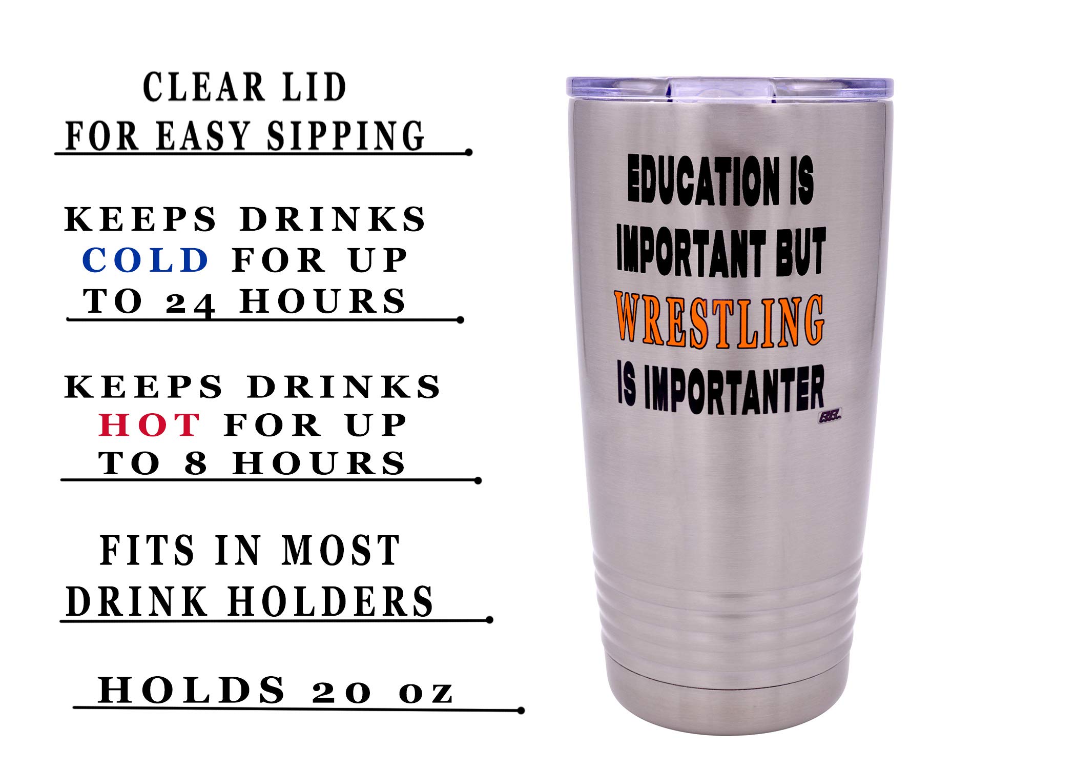 Funny Wrestling 20 oz. Vaso de viaje con tapa para educación importante