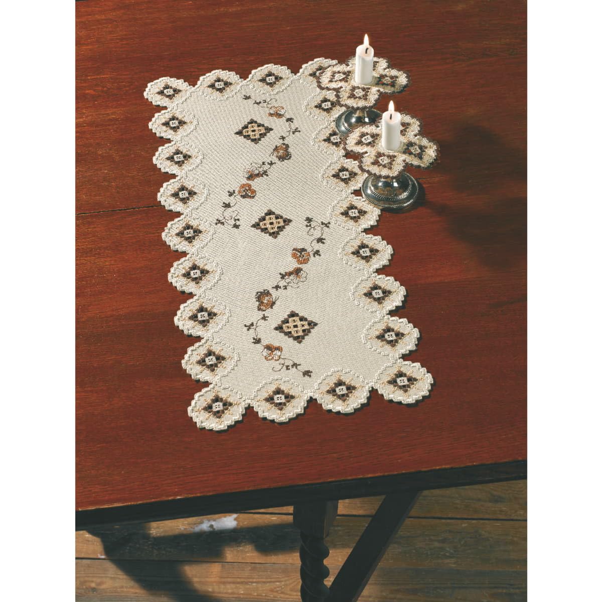 Permin counted Hardanger table runner stitch kit ""Hardanger Beige"", 29x65cm, DIY