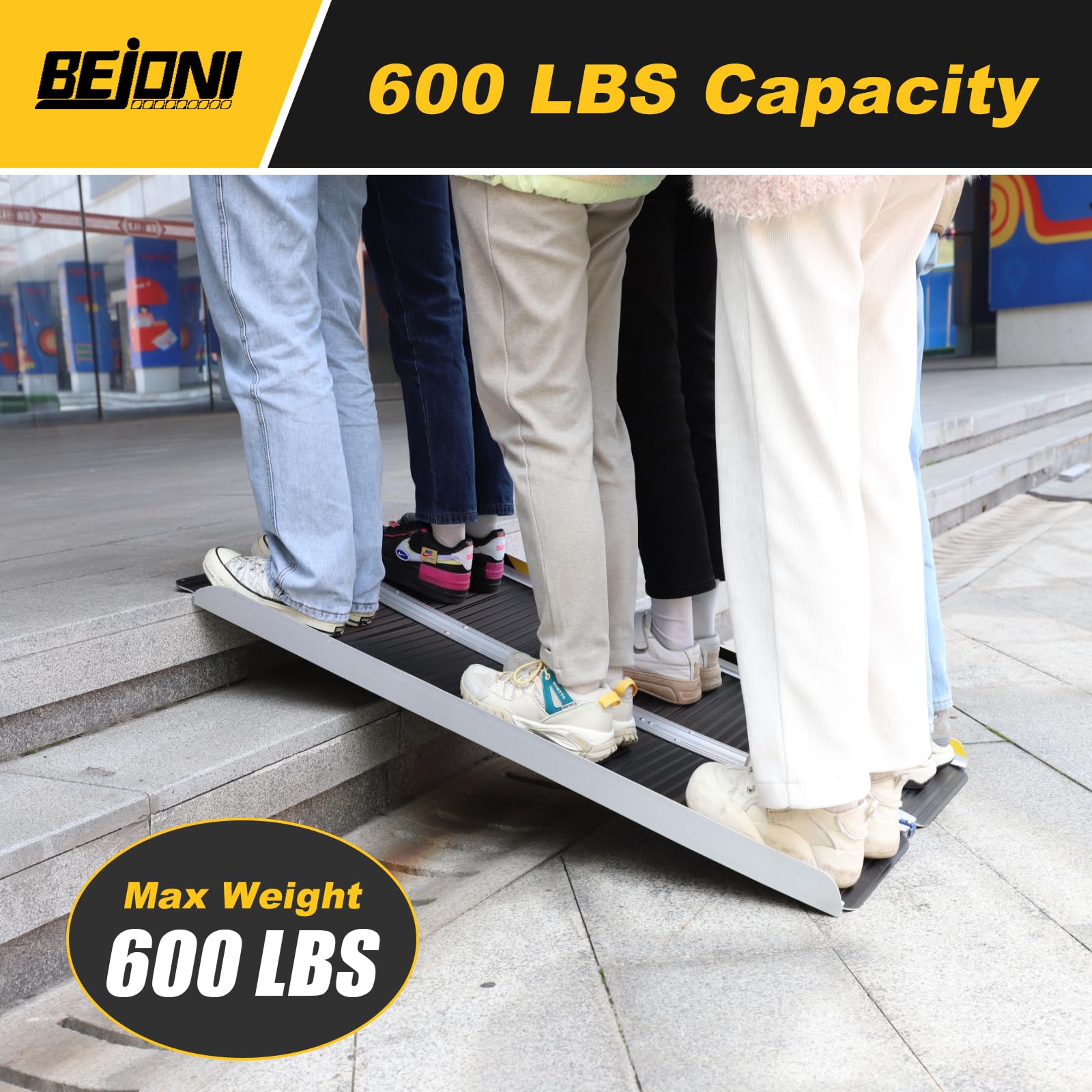 Snapklik.com : 4FT Black Folding Portable Wheelchair Ramp, Non-Slip ...