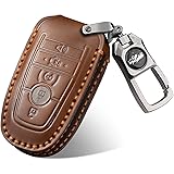 QBUC for Ford Key Fob Cover,Leather Key Shells Compatible with Ford Explorer Bronco Escape Expedition Edge F150 Fusion Mustang Ranger Lincoln (Brown, 5 Buttons)