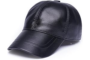 Personalized Full Grain Black Leather Baseball Cap for Women