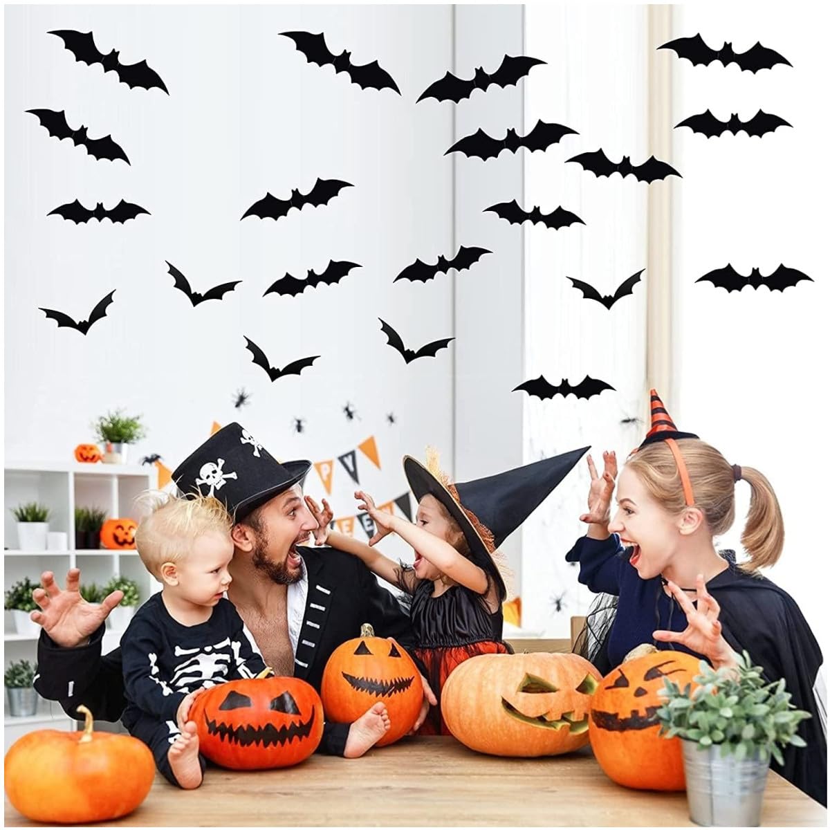 72 Autocollants Chauves-souris 3D Halloween - 4 Tailles, PVC Imperméable - Déco Murale Et Fenêtre Pour Fête Effrayante