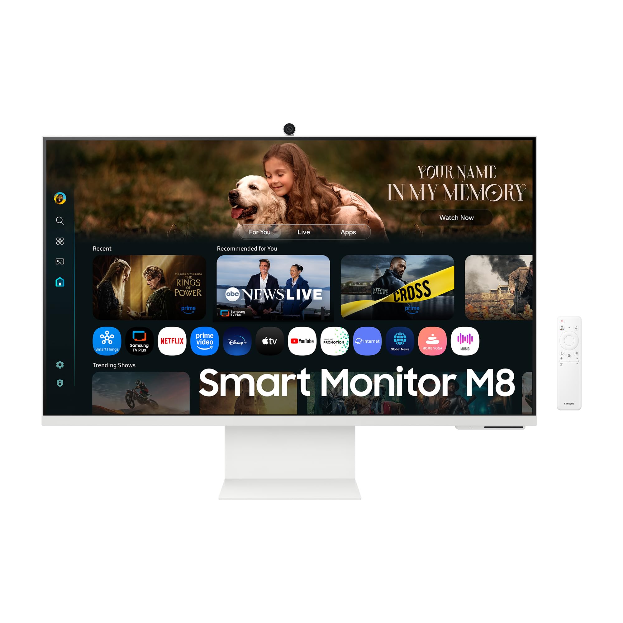 Samsung M80F 32 Zoll 4K Smart AI Monitor, VA-Panel, 3840 x 2160, 60Hz, 4ms (G/G), Kamera, Speaker, Gaming Hub, 4K Upscaling, Sprachsteuerung, Smart TV-Apps & AI Features, HDR10+, USB-C, LS32FM801UUXEN