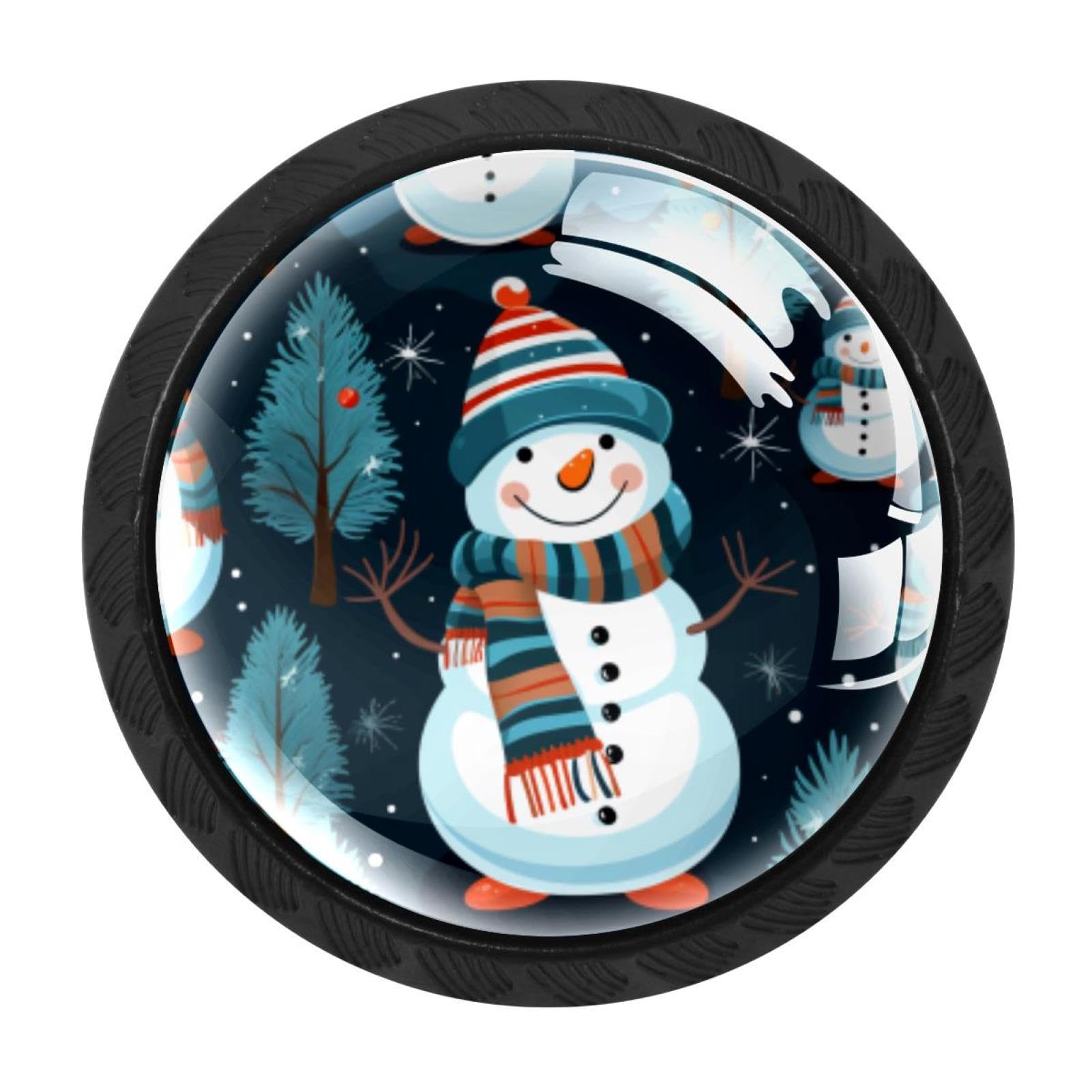 CHENZZZZ 4 Pieces Dresser Knobs Christmas Snowman Drawer knobs Cabinet Knobs Pull Handles for Home Kitchen Office