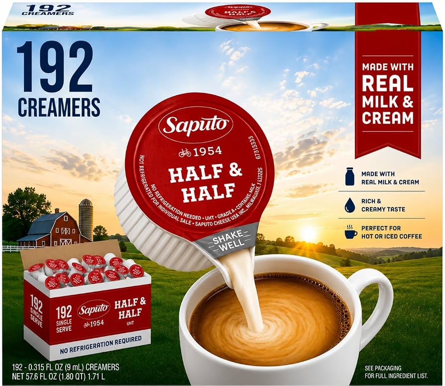 Amazon.com: Coffee Creamer Half & Half Singles, 192 Count | Saputo