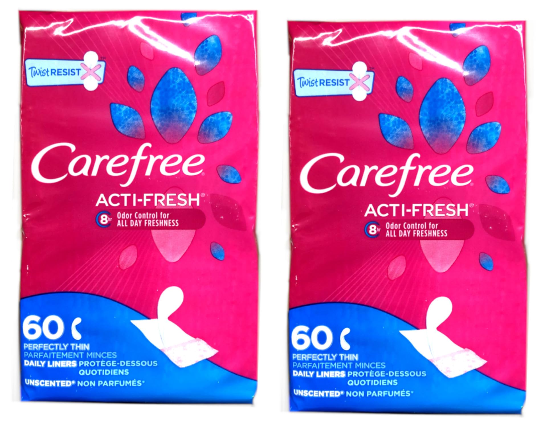 Carefree Pantiliners Thin to Go Unscented - 60 Count, Pack of 2