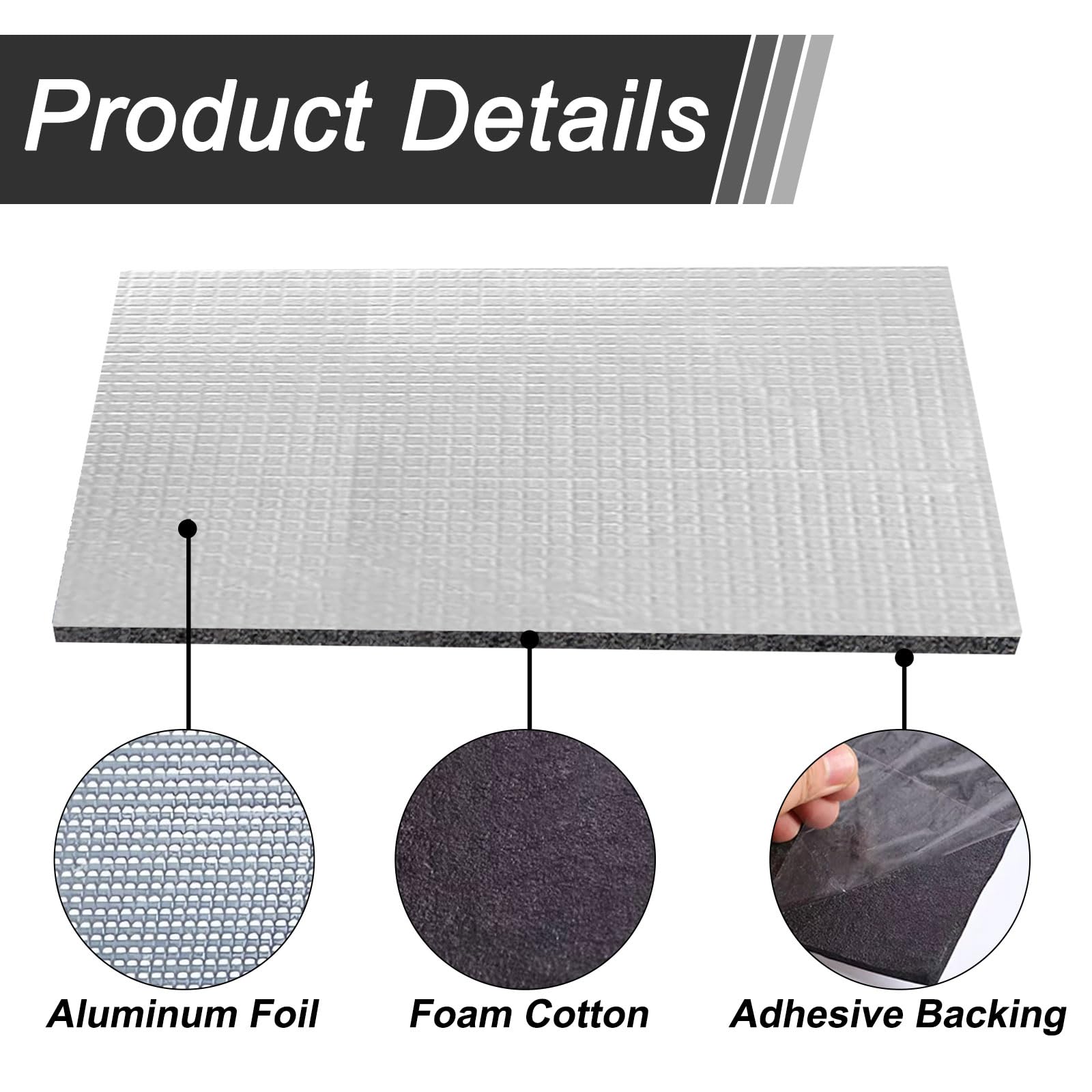 12 tappetini isolanti per auto, 250 x 180 x 5 mm, autoadesivi, isolamento auto, base protettiva in alluminio butirrale per isolamento acustico e isolamento termico