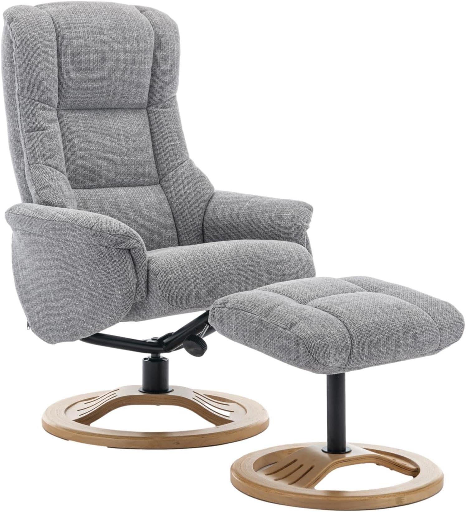 Morris Living The Mandalay Swivel Recliner Chair & Footstool in ChaCha Dove Grey Fabric