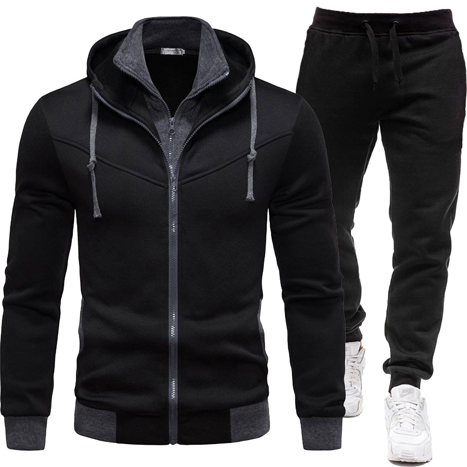 YOSUWOAI Survêtement Homme 2 Pièces - Veste à Capuche Et Pantalon Confortable Sport