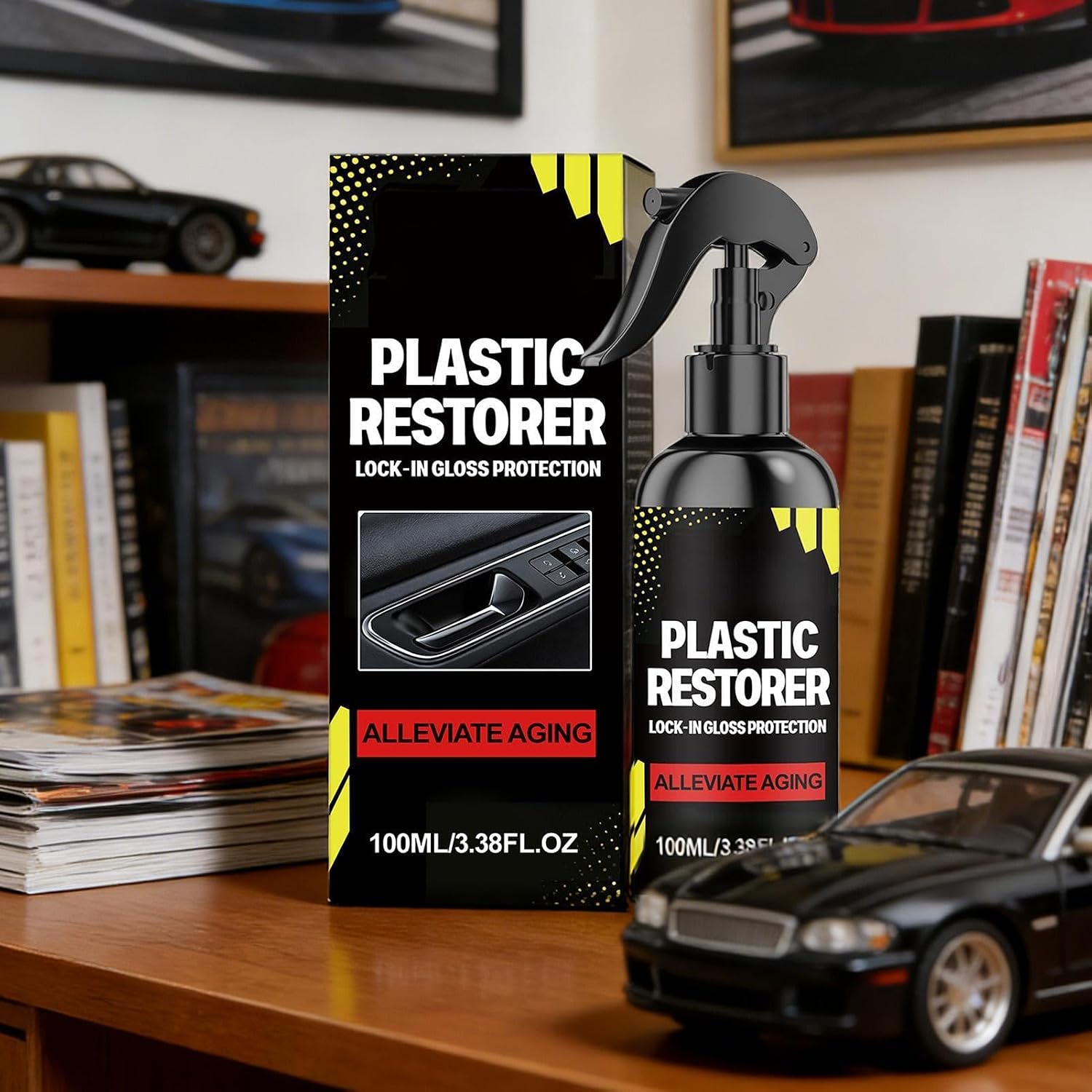Premium Auto Trim Restorer, 100ml Vehicle Coating Spray, Upholstery Renovation Formula with Protective Shine, Car Interior Spray with Easy Application, Trim Refresher for Sedan and SUV