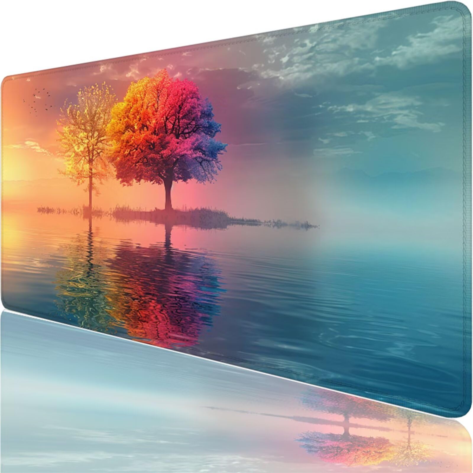 Tapis de Souris, 1600 x 800 x 3 MM Tapis de Souris Rose, Grand Tapis Souris de Jeu avec Arbre, Imperméable, Texturée Résistant à Usure Lavable, pour Gamer, la Maison et Le Bureau XF-466