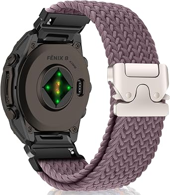 Nylon Bands for Garmin Fenix 8 43mm/Descent Mk3S/Descent Mk3Si/Garmin Fenix 7S Pro Solar/Fenix7S, 20mm QuickFit Nylon Sport Strap for Fenix6S/6S Pro Stretchy Braided - Smoky Purple