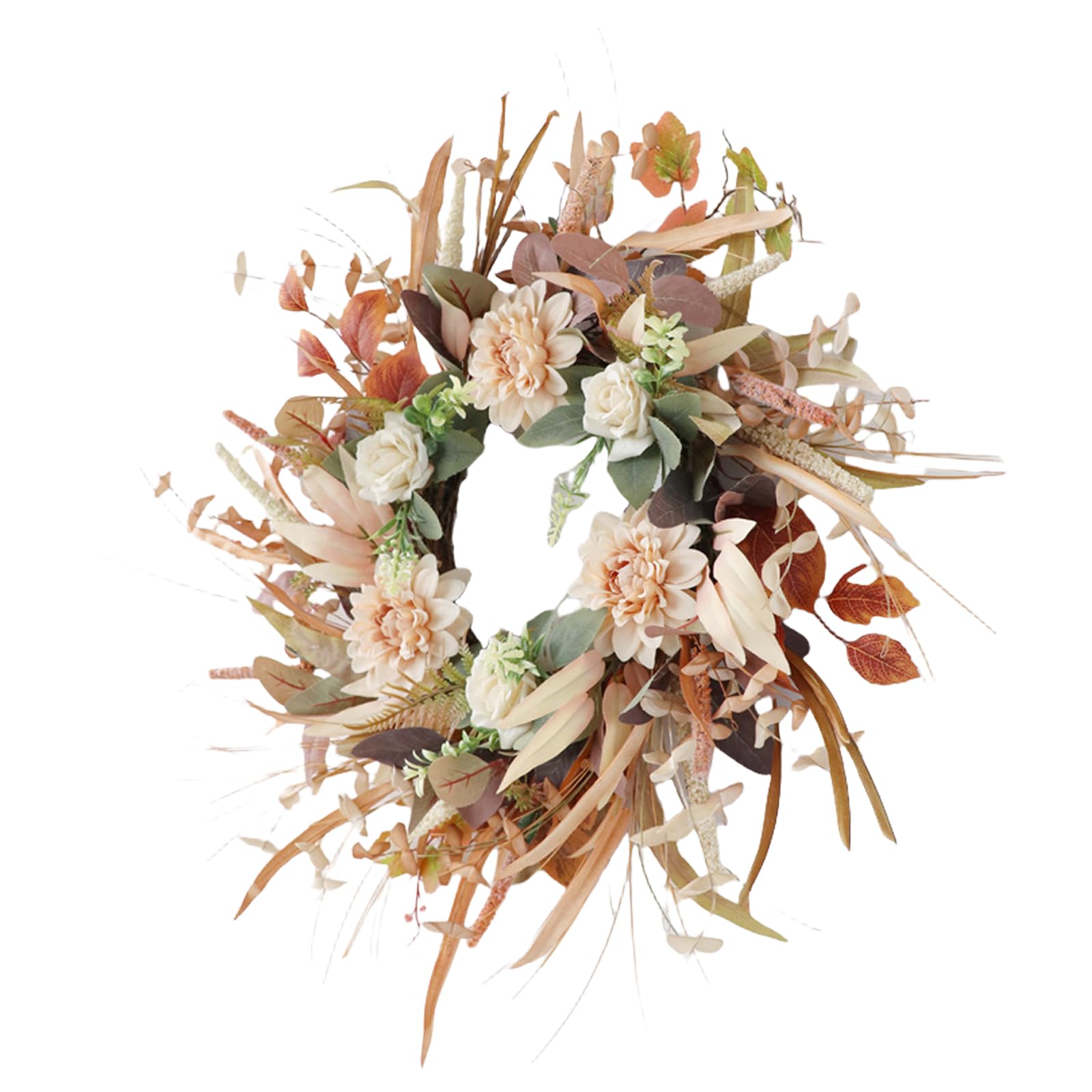 Artificial Wreath Cream Floral Wreath Beautiful with Delicate Flowers Unique Garlands for Housewarming Gift Wedding Background Decoration