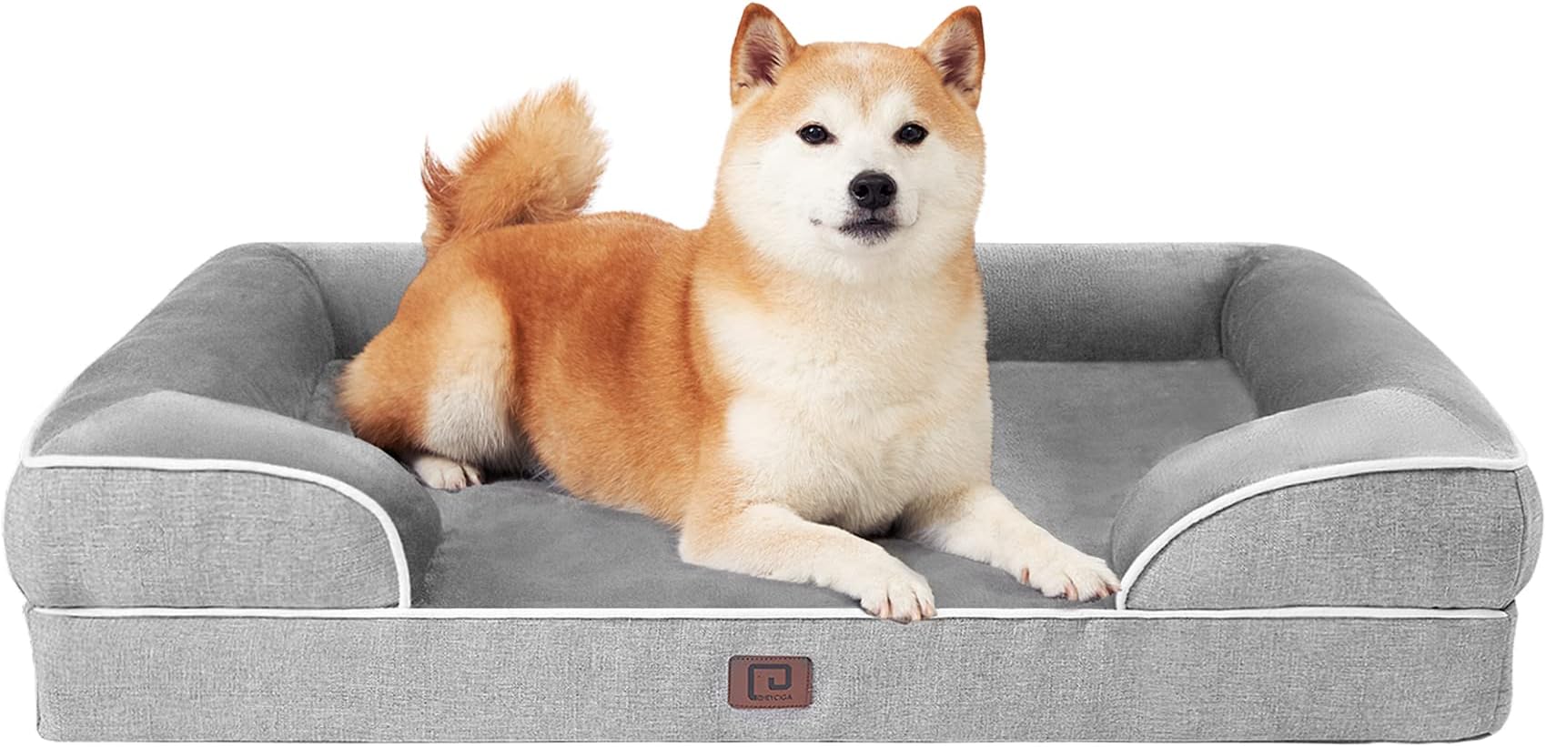 Arlee Memory Foam Dog Bed - Sofa Style Cuddler For Large Dogs, Walnut Color, Durable Fabric