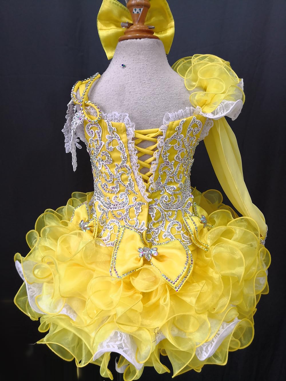 Jenniferwu Handmade Toddler Girl Party Dress Baby Pageant Dress Birthday Dresses Girl's Princess Dress G011Y Yellow 6M-6T
