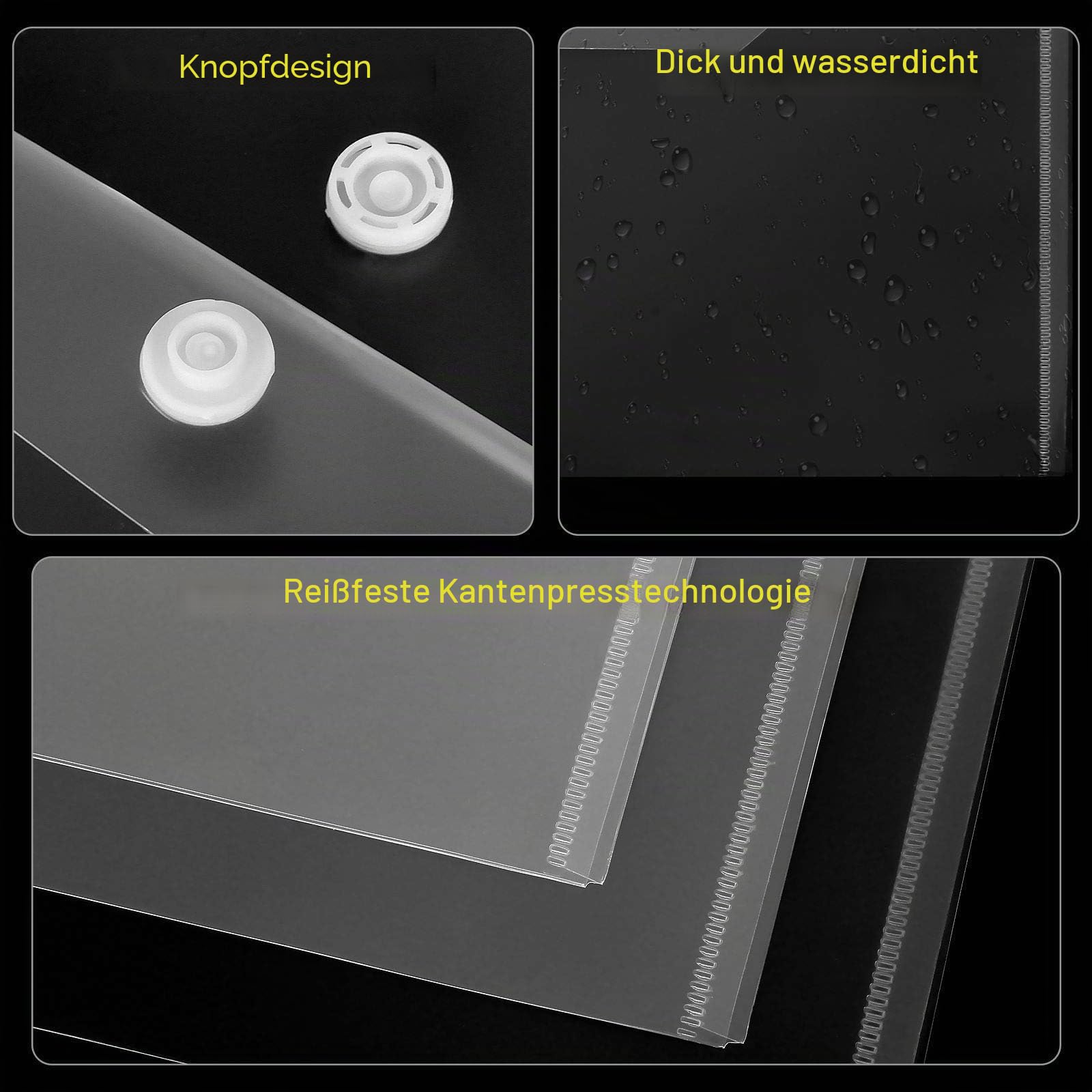 ASelected 40 Stück Dokumentenmappe mit Druckknopf A4 Dokumententasche Transparent Sichttasche Sammelmappe A4 Druckknopf für Organizer Dokumente