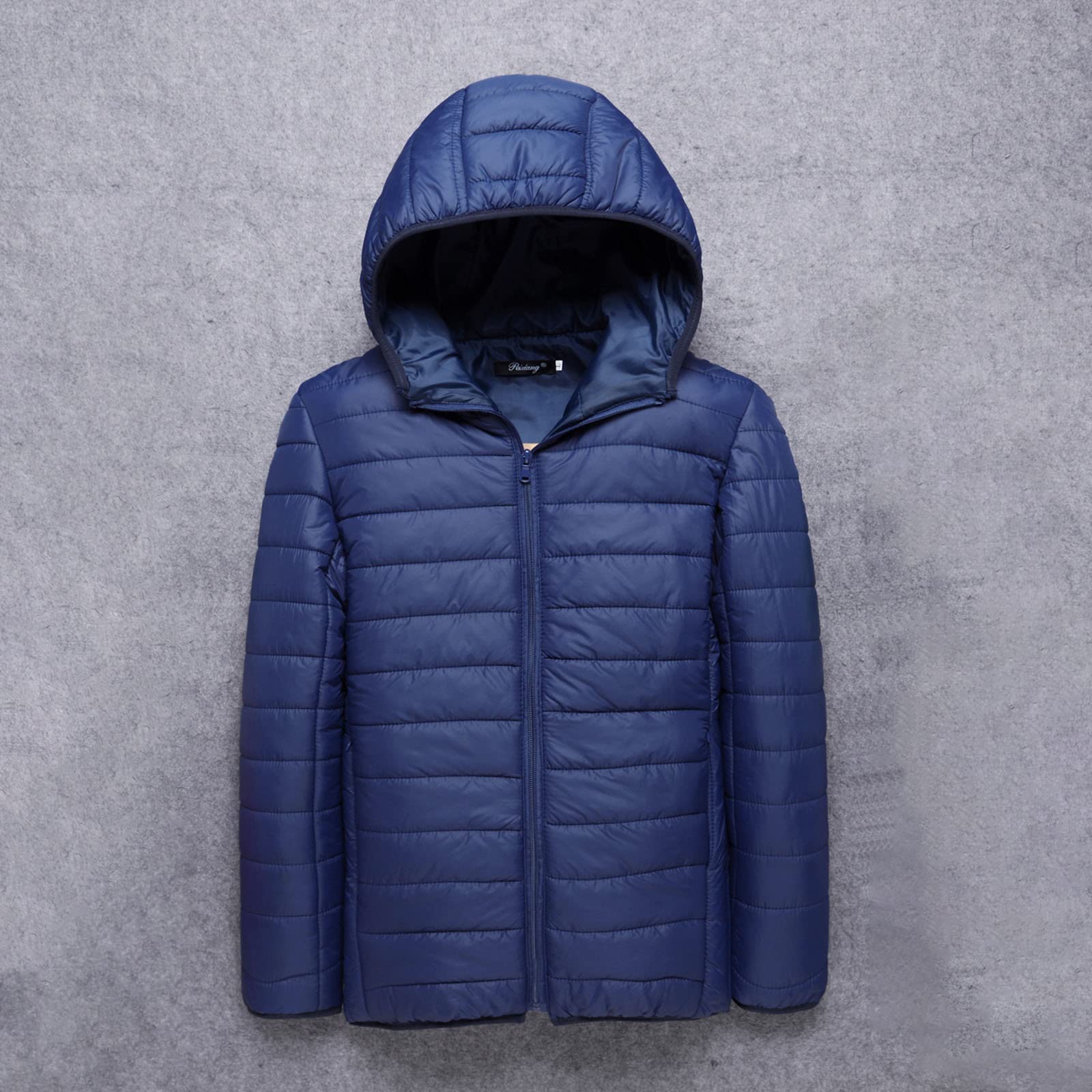 vokkrv Piumino Uomo Leggero 100 Grammi con Cappuccio Removibile Invernale Trapuntata Mezza Stagione Antivento Impermeabile Giacca da Lavoro Termica All'aperto con Zip e Tasca Taglie forti 5XL