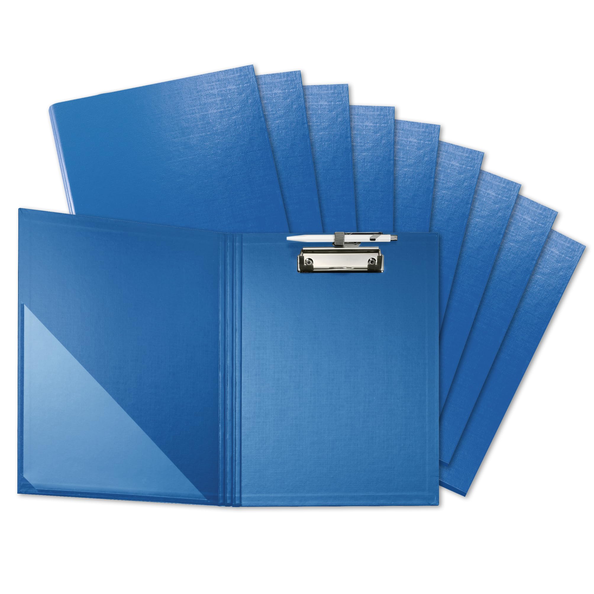 FALKEN 10x Klemmbrett-Mappe DIN A4 blau mit Tasche im Vorderdeckel