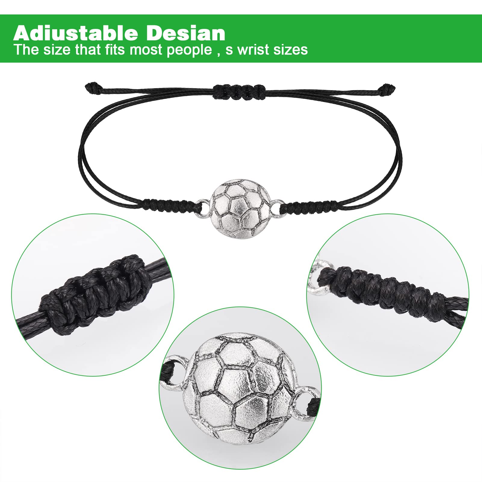 XPEX Lot De 7 Bracelets De Corde Réglables Bracelets Tressés Football Sport Pack De Fête De Football 7 Bracelets D'amitié Pour Célébrer La Fête D' Anniversaire Des Enfants