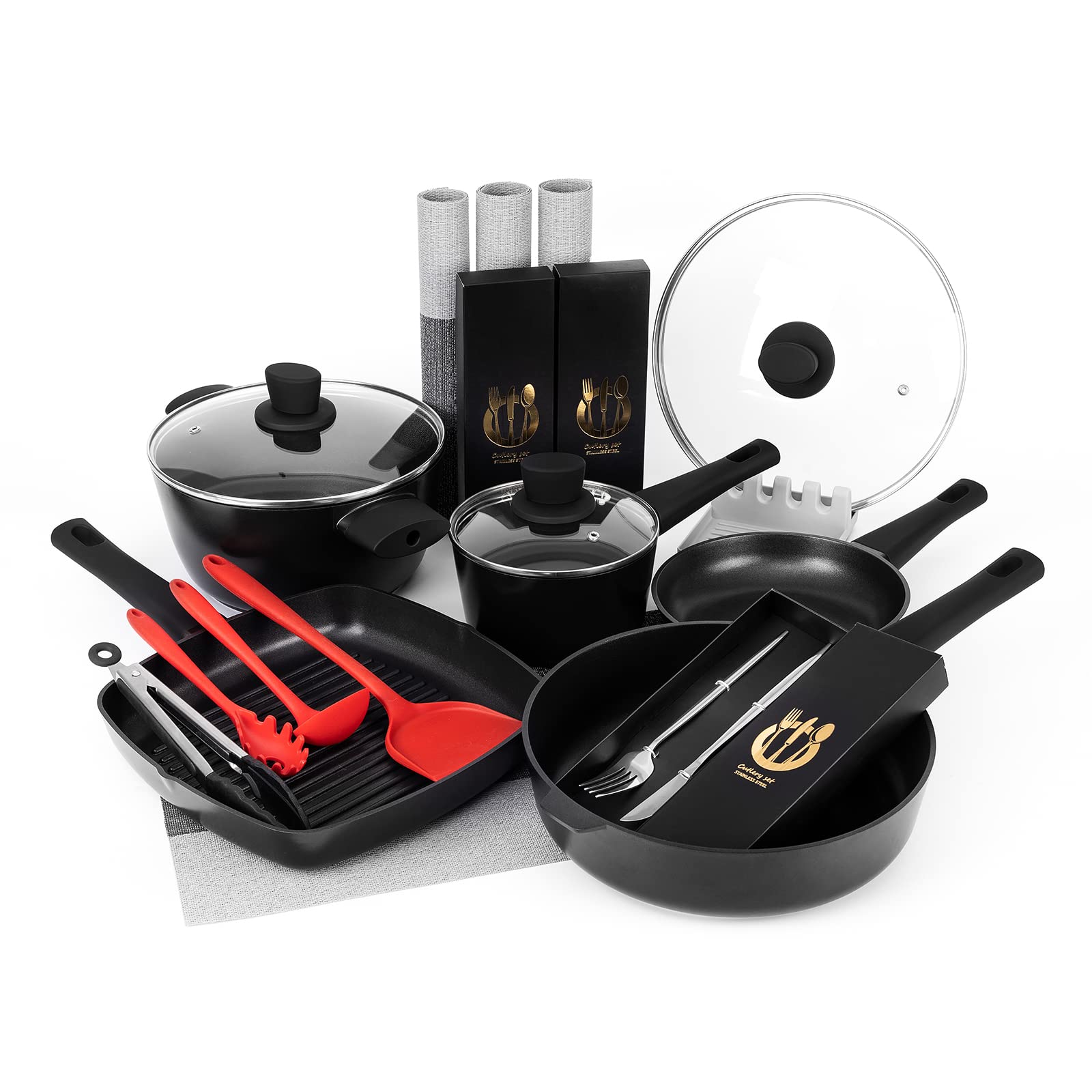 Sakuchi Nonstick Pots and Pans Set,25PCS Nonstick Cookware Sets