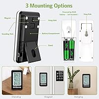 Vista 4 de KeeKit Termómetro para refrigerador, termómetro inalámbrico para interiores y exteriores con 2 sensores, termómetro digital para nevera con alarma