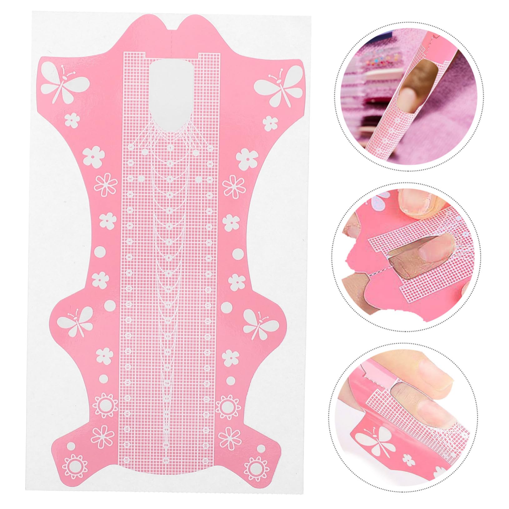 FRCOLOR 500 piezas titular para papel de uñas pegatinas de arte de uñas herramienta guía de manicura pegatinas para formas de uñas suministros de manicura DIY accesorios de uñas rosa extra largo